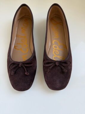 Sam Edelman Dark Brown Suede Bow Ballet Flats